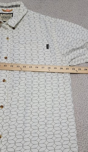 Dravus camicia uomo bianca con bottoni manica corta colletto geometrico taglia XL - Foto 9 di 11
