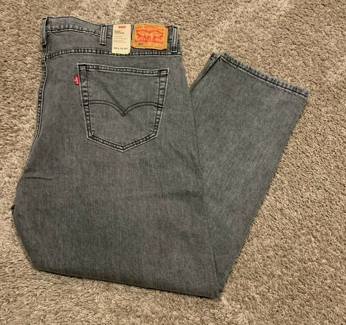 LEVI'S 502 REGULAR TAPER FIT FLEX STRETCH JEAN GRAY BIG TALL