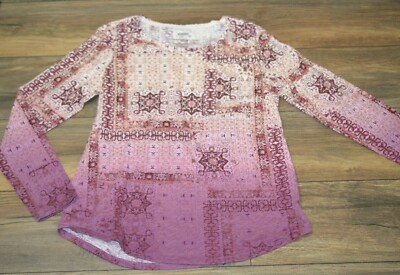 Sonoma Everyday Tee Crew Neck Long Sleeve T-Shirt Peach to Pink Design
