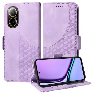 Für Realme C67 4G Global Embossed Rhombus Starry Leather Phone Case Cover Phone
