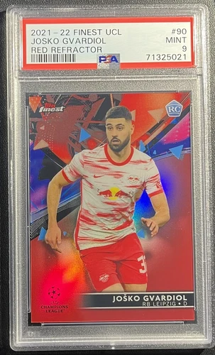 Josko Gvardiol RED REFRACTOR 2/5 2021-22 Topps Finest ROOKIE COLOR MATCH - PSA 9