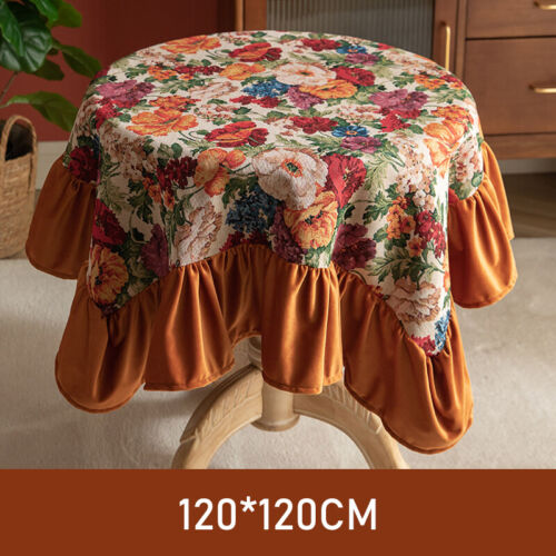Jacquard Yarn-Dyed Floral Tablecloth Round Lotus Leaf Room Table Cloth - Picture 13 of 16