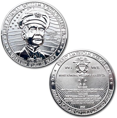 Fleet Admiral William Bull Halsey Great American Heroes Silver Clad US Navy Coin