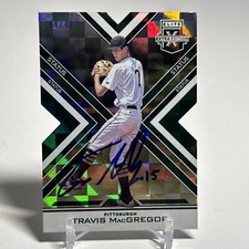 Travis MacGregor 2016 Elite Extra #68 Die Cut Green /49 SIGNED Texas Rangers