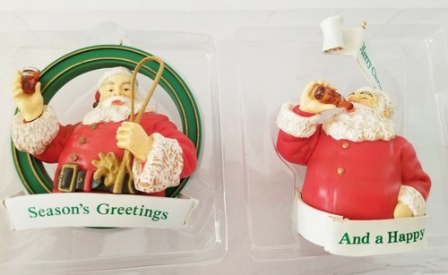 Coca-Cola Trim a Tree Collection Seasons Greetings Happy Year 1992 Set of 2 - Picture 2 of 2