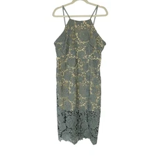 Romeo + Juliet Couture Sage Green Floral Sleeveless Sheath Lace Dress Size Large