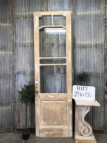 Antique French Single Door (29.75x100) 5 Pane Glass, European Reclaimed H117