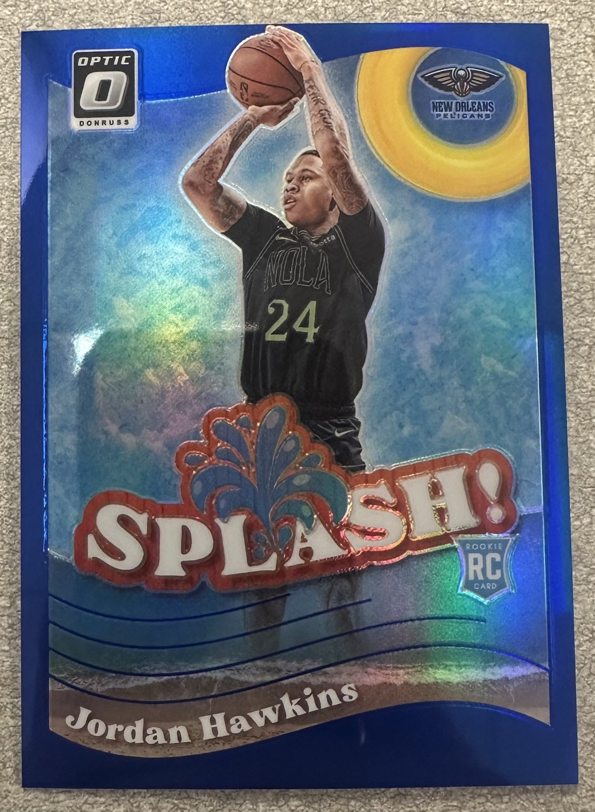 2023-24 Donruss Optic Splash Blue Prizm #10 Jordan Hawkins RC /85 Pelicans