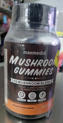 Maxmedix Mushroom Gummies, 10 mushroom blend 90 ct EXP 8/26 **Sealed**