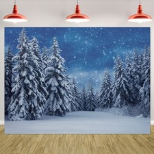 1pc Charming Winter Wonderland Snowflake Forest Backdrop Cloth, 100 Polyester