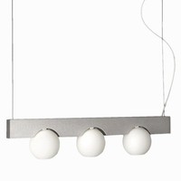 Halogen Pendelleuchte Modern 3-Flg. Aluminium Opalglas 60Cm