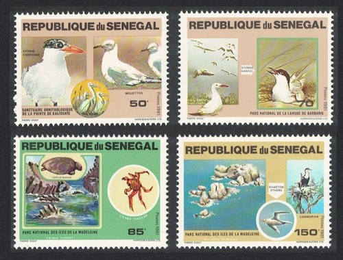 SALE Senegal Terns Gulls Cormorant Birds Turtle Crab National Parks 4v 1981