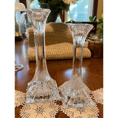 Set of 2 Heavy Lead Crystal Candle Holders
