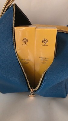 Barnabas Beauty Skin Care Duo- Toner And Lotion With Blue & Gold Travel Bag