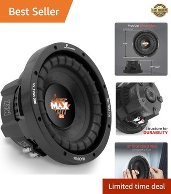 MAXP84 8-Inch Car Subwoofer - 800W Power with Foam Suspension for Superior Sound