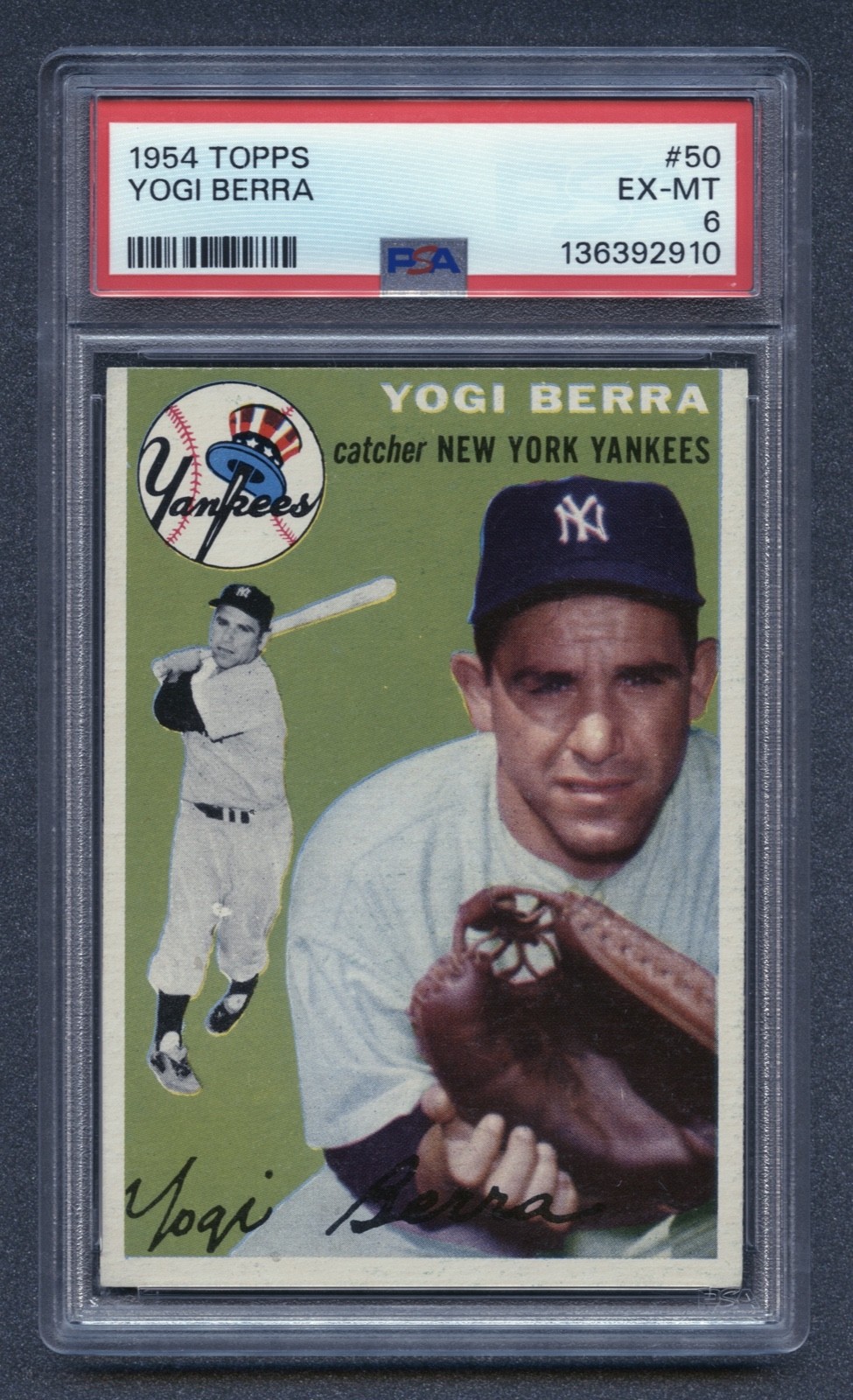 1954 YOGI BERRA TOPPS PSA 6 EX-MT HOF NEW YORK YANKEES VINTAGE GORGEOUS #50 RZC