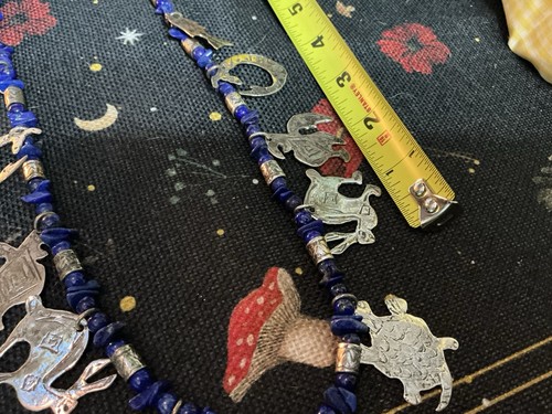 HANADE ARTISAN TRIBAL/ SOUTHWESTERN LAPIS LAZULI & STERLING ANIMAL NECKLACE T-1 - Picture 12 of 15
