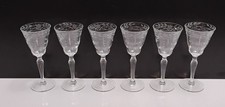 6 bicchieri vintage in vetro inciso floreale con stelo vino liquore champagne servizio bar 5,75"