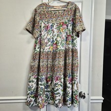 La Cera Womens Vibrant Floral Cotton A Line MUMU Sun Dress XL Boho Chic Hippie