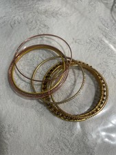 Gold Copper Bronze Bangle Bracelet Set Round Shape Metal Fashion Jewelry