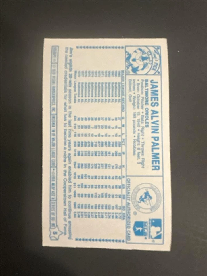 1979 Kellogg's 3-D Super Stars #5 Jim Palmer Orioles EX/MT - Image 2 of 2