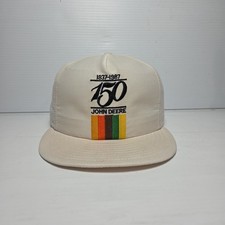 Vtg John Deere 150 Years Anniversary White Snapback Hat 1987 Louisville Mfg. Co.