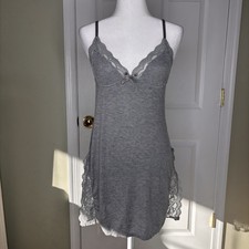 Grey Y2k Fairycore Cottagecore lace trim lingerie slip dress with bow detail
