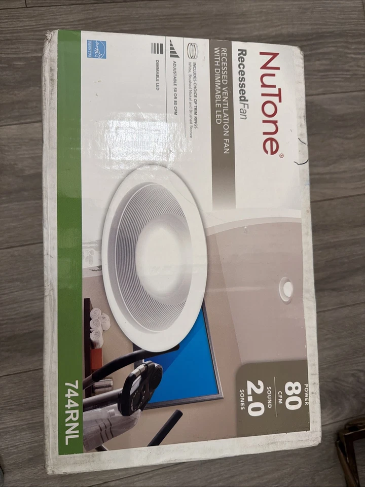 Broan NuTone 50/80 CFM Bath Exhaust Fan W/LED Dimmable Light & Trim Rings 744RNL - Image 2 of 4