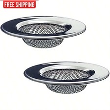 2Pcs Stainless Steel Bathtub Sink Strainers Hair Catcher Bathroom Drain Plug