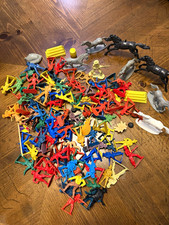 Plastic Toy cowboy and Indians Mixed Lot w/ Horses  Accessories Parts