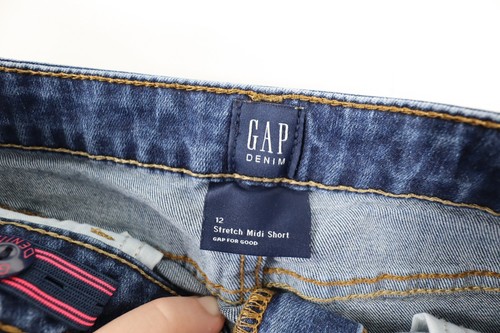 GAP Youth Girls 12 Adjustable Waist Stretch Midi Denim Blue Jean Shorts - Picture 8 of 12