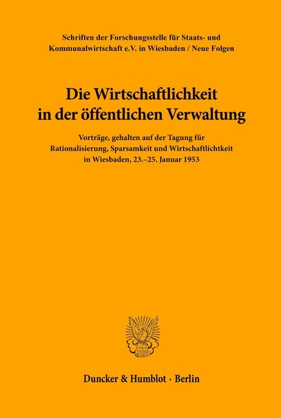Die Wirtschaftlichkeit In Der öFfentlichen Verwaltung. /-image