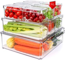 10 Pack Refrigerator Pantry Organizer Bins, Stackable Fridge Organizer