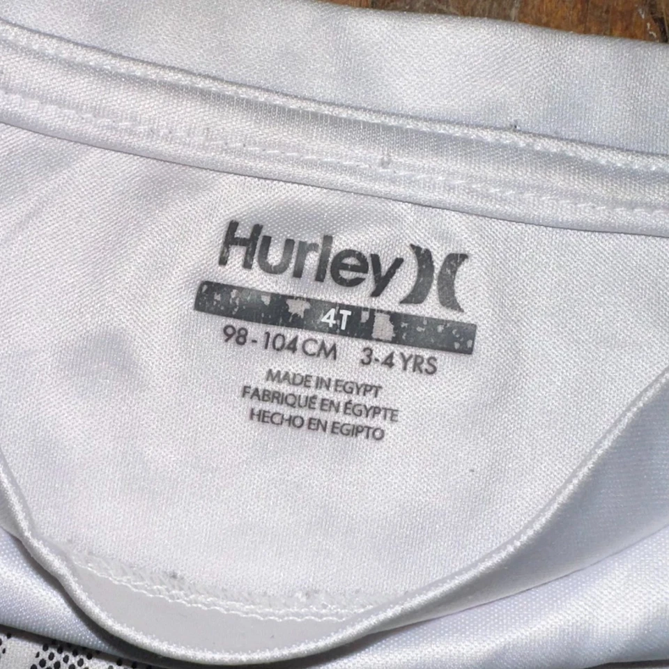 Hurley Stack Em вверх футболка для мальчиков размер 4T 3-4 лет белый короткий рукав ворота - Изображение 3 из 4