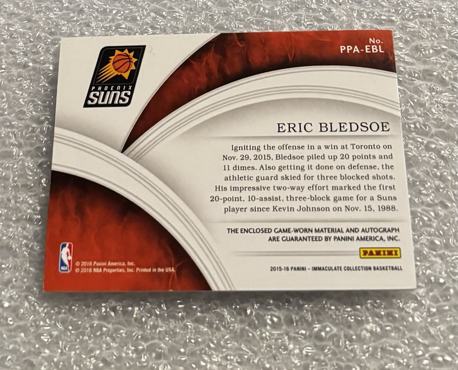 ERIC BLEDSOE 2015-16 Panini Immaculate PREMIUM GOLD JUMBO PATCH AUTO #2/25 view 2
