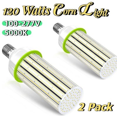 【2 PACK】120W LED Corn Cob Bulb 5000K For Factory Workshop High Bay Low Bay Bulbs