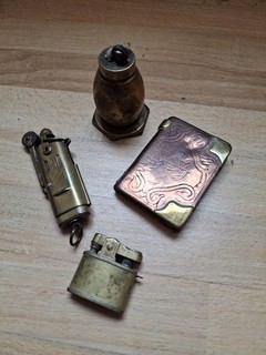 Vintage/Antique Lighters X 4 Identified as Trench Art from WWI &WWII Not Wrking