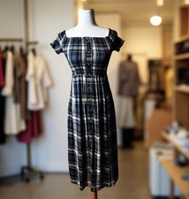 Urban Outfitters Plaid Monica Dress XS Long With Side Slit Blue