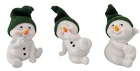 3 StüCk Schneemann Figuren GrüN Sitzend 11,5Cm Weihnachten Dekofiguren Winter