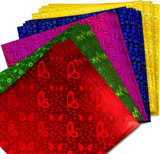 50 Sheets Laser Origami Paper 10X10, Single Sided Metallic Scrapbook Papers Pad