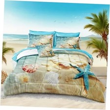 Coastal Bedding Size Comforter Set with Sheets Beach Comforter Bed Full Blue