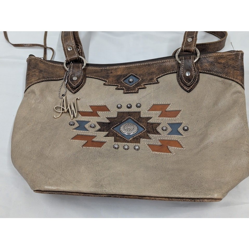 American West Hand Tooled Patterned Shoulder Bag … - image 2
