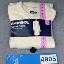 Lands' End Women's Long Sleeve Relaxed Fit Ivory Sweater Dress Small NEW