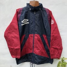 Vintage 90s Umbro Pro Training Jacket Men’s M Oversized Navy Red Drill Football