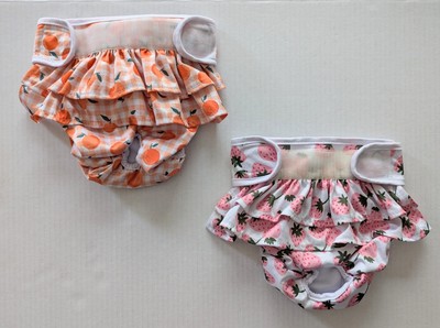 2 Avont Female Dog Diapers 1 Peach & 1 Strawberry Design Size: Medium Heat Cycle