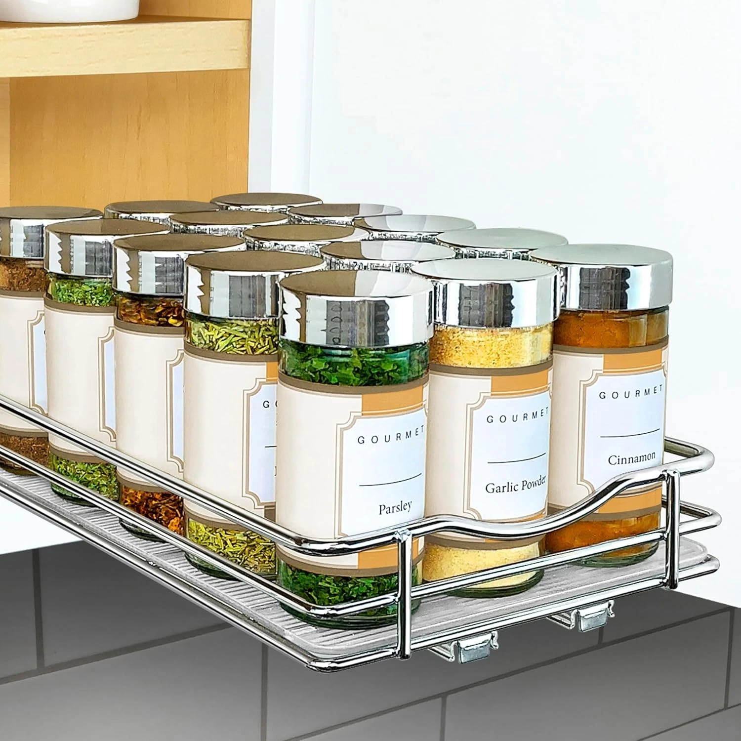 LYNK PROFESSIONAL® Pull Out Spice Rack Organizer for Inside Kitchen Cabinet