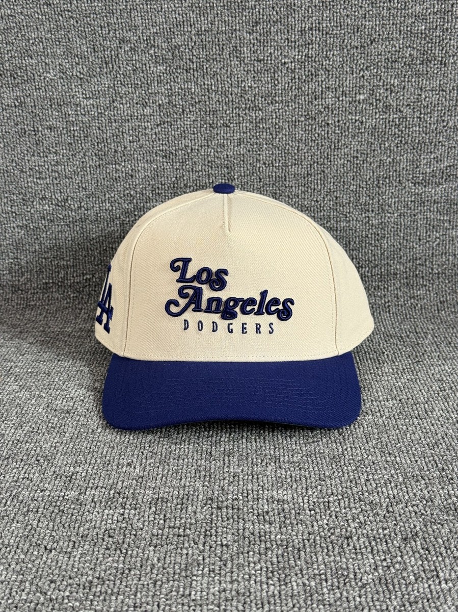 Mitchell & Ness Los Angeles Dodgers MLB Snapback Hat Cream Blue Script Logo