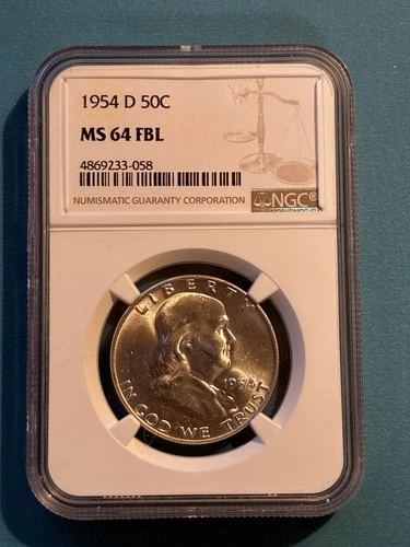 1954 D Franklin Half Dollar - NGC - MS 64 FBL