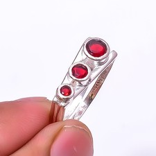 Red Garnet Gemstone 925 Sterling Silver Jewelry Handmade Ring s.8 Sku26