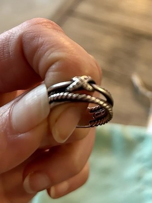 David Yurman Crossover Ring 925 Sterling Silber Diamant 0,14 ctw Größe 6 